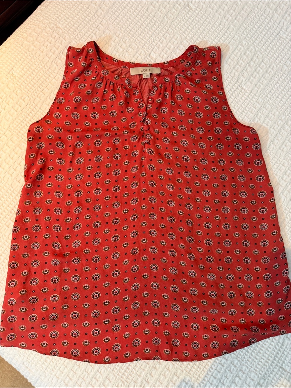 LOFT Coral Red Printed Sleeveless Camisole